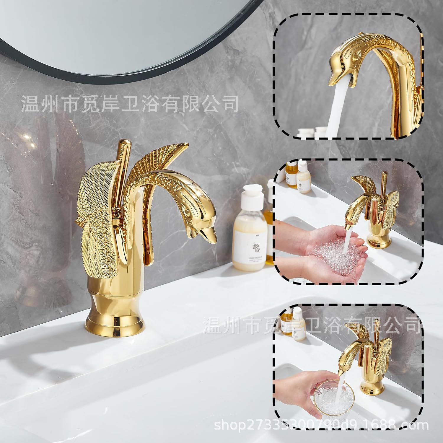 All-copper hot and cold water European-style washbasin, washbasin, washbasin, washbasin, bathroom cabinet, retro and personalized faucet full figure