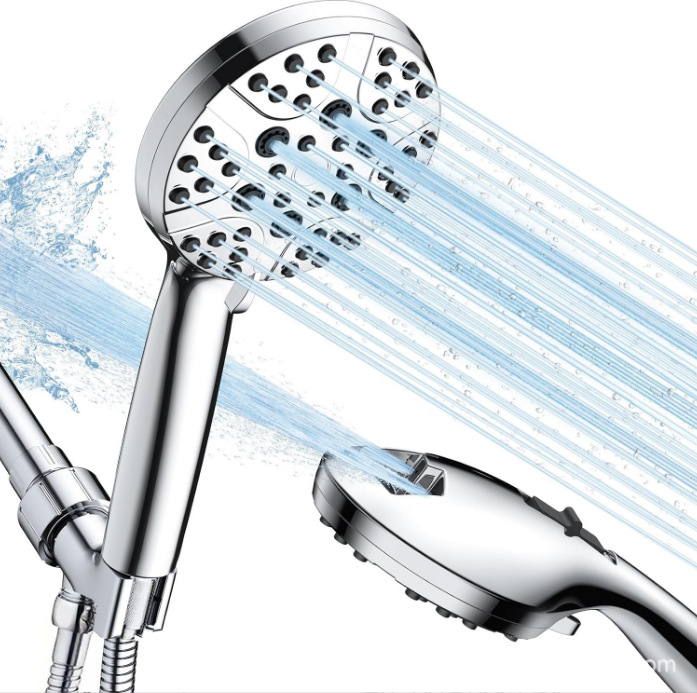 Cross-border American seven-speed dual spray gun silicone water outlet shower pressurized universal bathing handheld shower head full figure