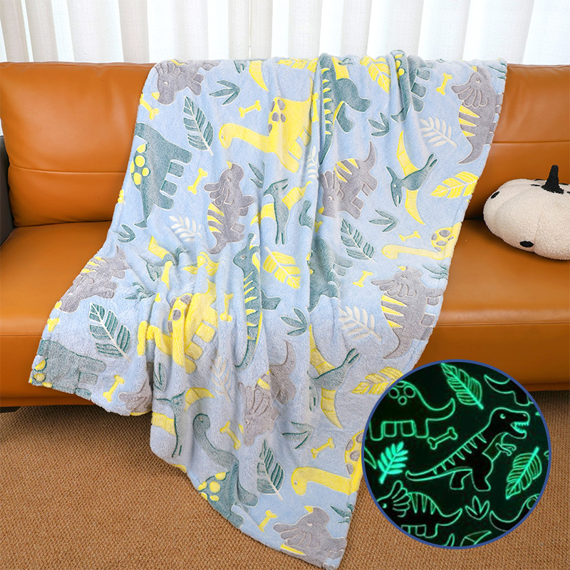 毛毯跨境定制双面法兰绒夜光毯厂家批发空调午休盖云貂珊瑚绒礼品产品图