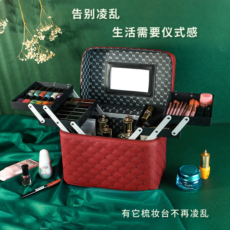 Factory-customized logo makeup box, large-capacity portable cosmetics storage box for home use, multi-functional nail art box Application Scenario