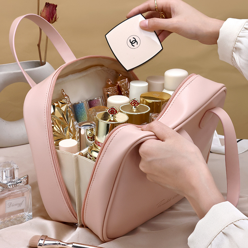 Best-selling high-end large-capacity makeup bag, travel portable large-capacity high-end zoned storage toiletry bag Specification drawing