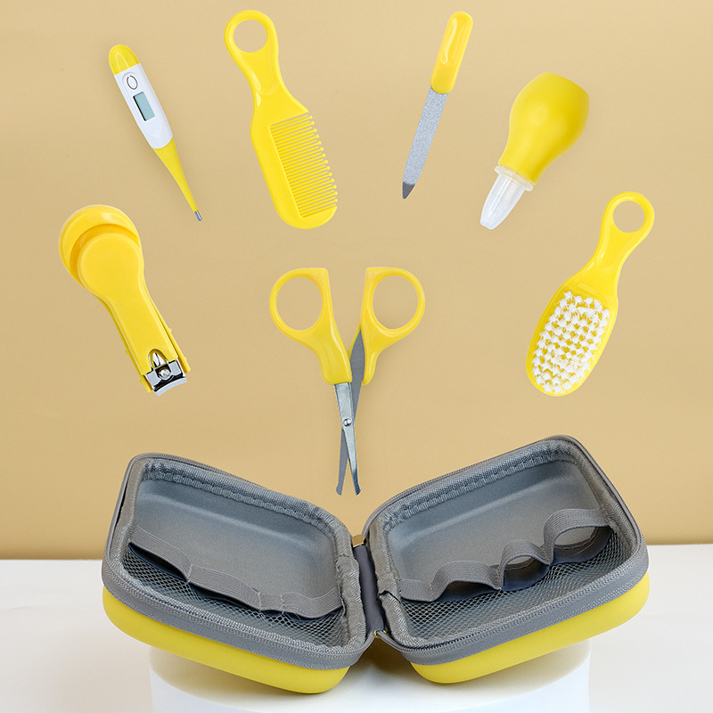 Customized baby and maternal products wholesale, eight-piece set of nail clippers and pliers for children and babies, comb brushes, nasal aspirators, and care kits details Picture