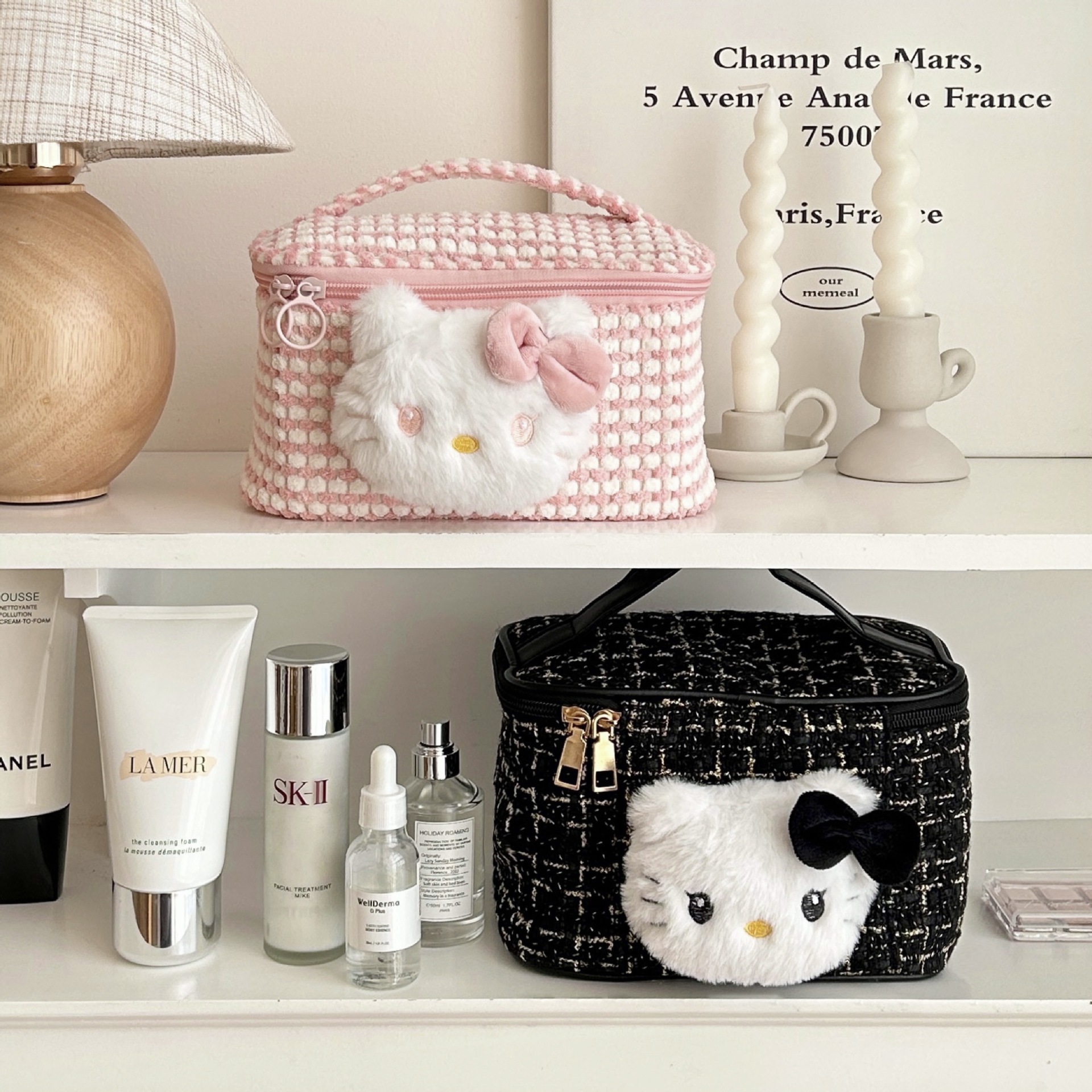 Original homemade style ~ Xiaoxiangfeng makeup bag for women, portable large-capacity storage bag, travel hand-held toiletry bag for women details Picture