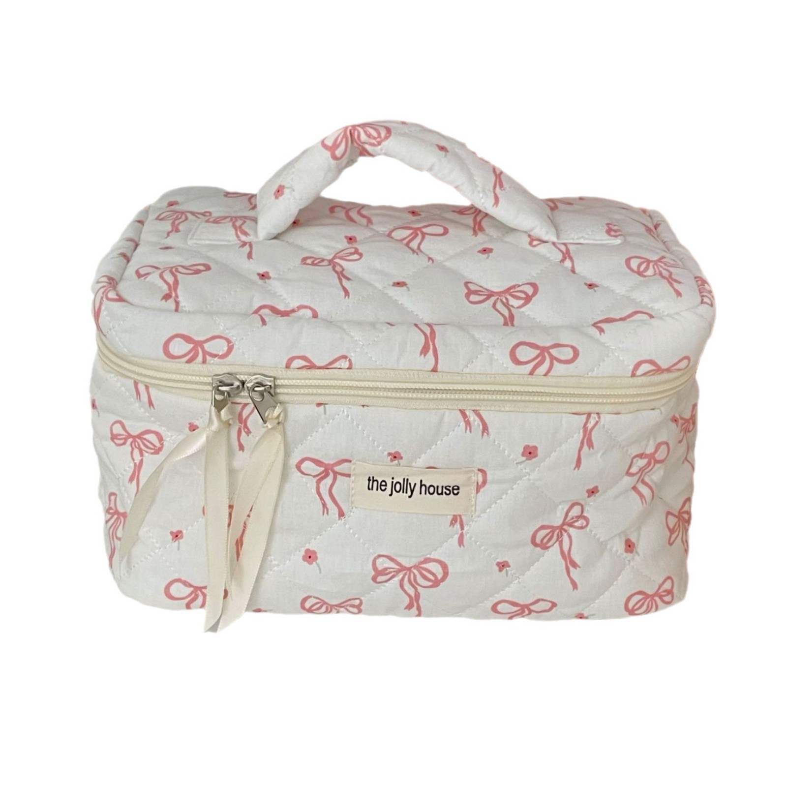 Cross-border flower-shaped bow makeup bag, a sweet Korean version for girls, a portable large-capacity quilted hand-held toiletry bag Application Scenario