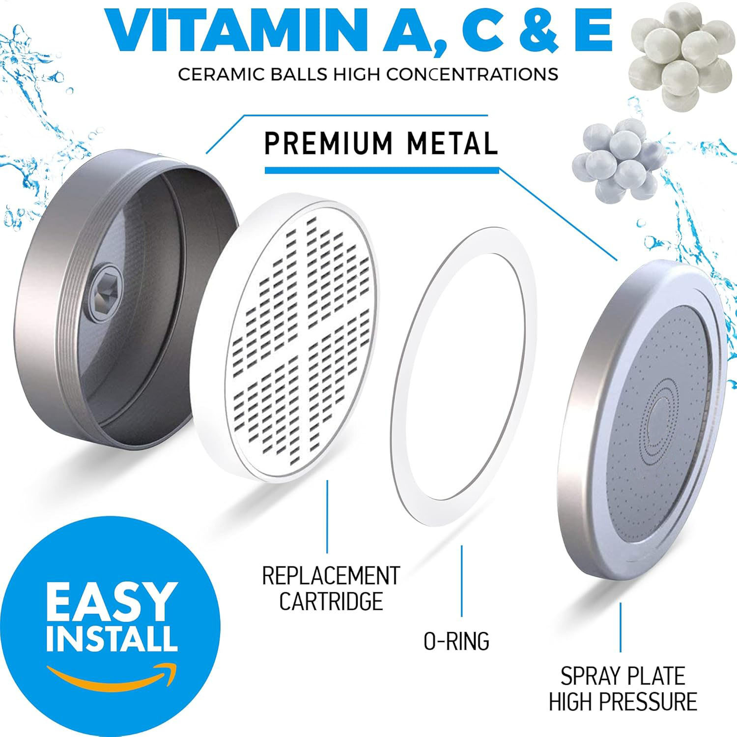 Cross-border e-commerce bath purifier shower head gift + shower filter set Shower filter Specification drawing