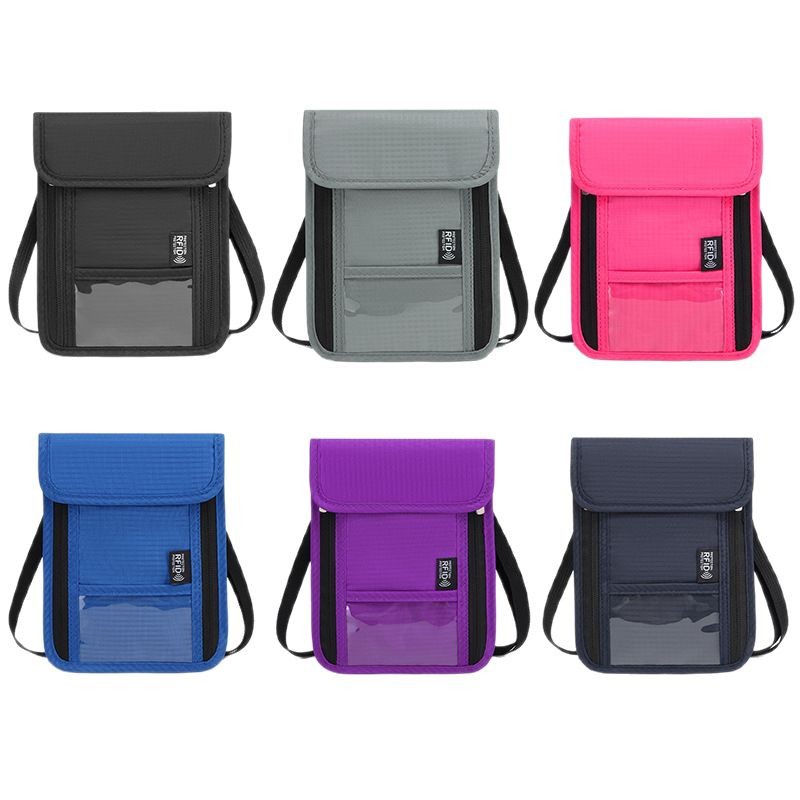 Factory direct sales of anti-RFID passport and document bags, mobile phone radiation electromagnetic shielding bags, anti-theft Oxford cloth chest bags Item Picture