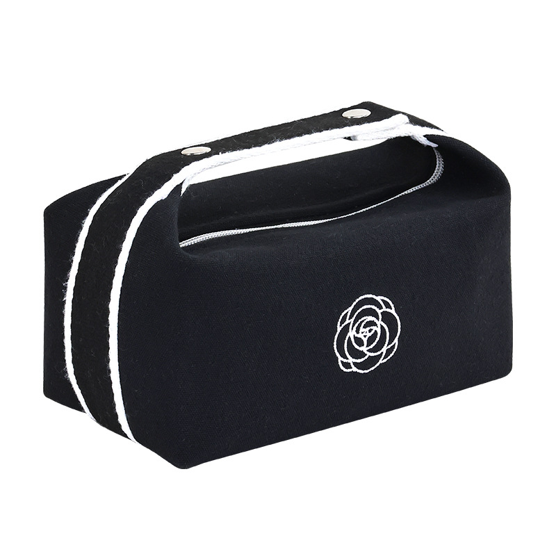 New high-end camellia portable lipstick, mobile phone, watch, key, canvas hand-held makeup bag, travel storage bag Item Picture