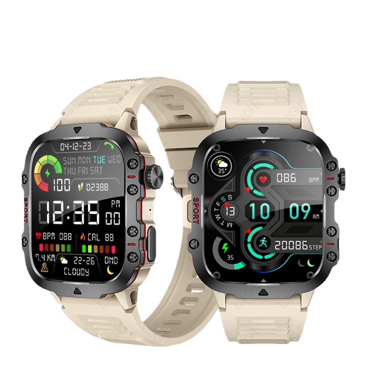 LIGE's new square men's multi-functional waterproof, photo-taking, call and health monitoring smartwatch Item Picture