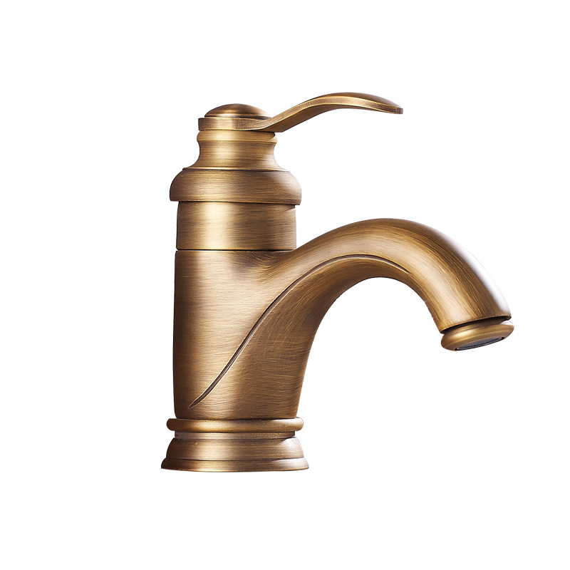 European-style brass antique low teapot, washbasin, faucet, cold and hot mixed water factory direct sales supply wholesale Item Picture