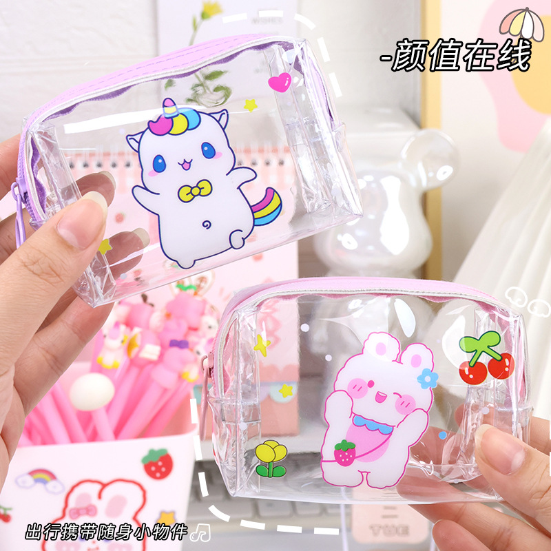 Transparent coin purse, portable digital storage bag, pvc waterproof earphone case, data charging cable bag, mini mouth red envelope full figure