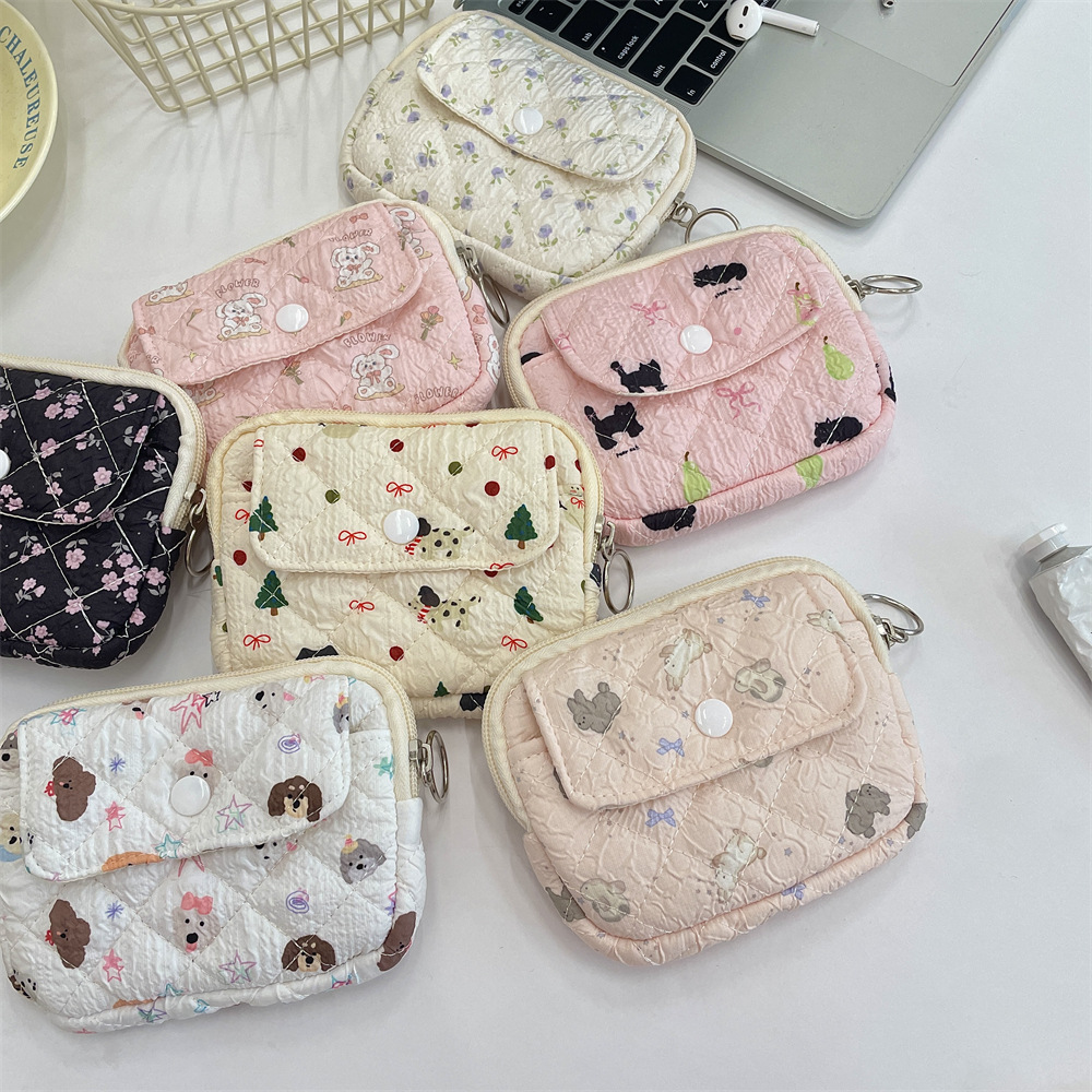 41224 [Copyright Class] Cartoon Floral Multi-functional Storage Bag, Organizing Bag, ID Card Bag, Key, Coin Purse details Picture
