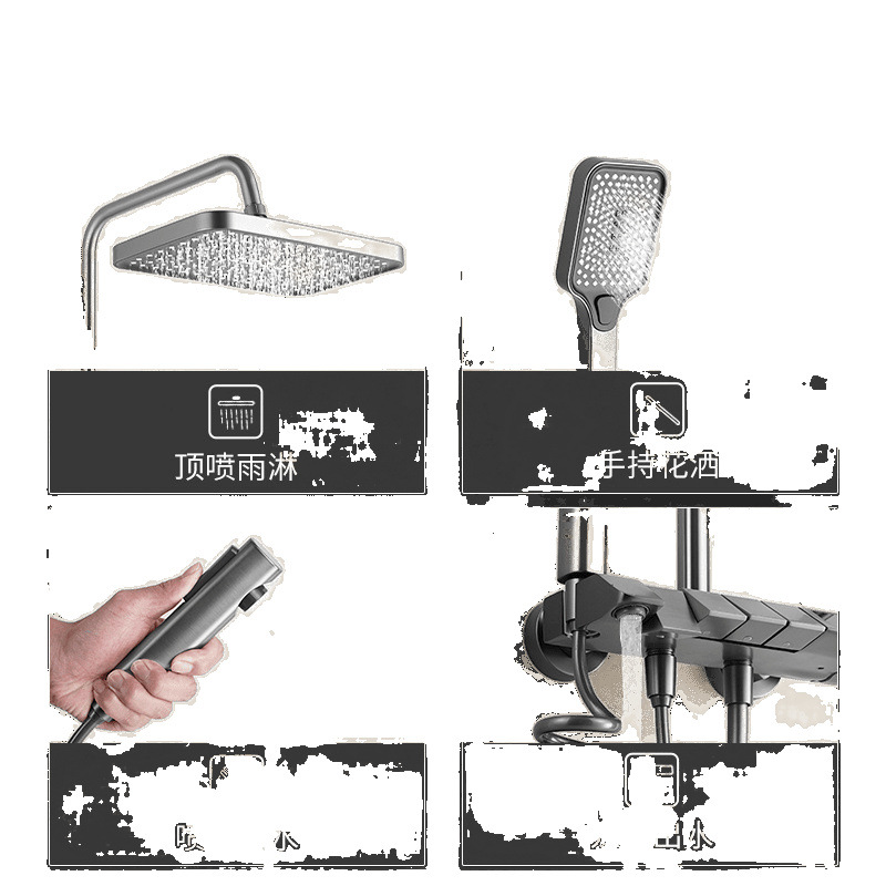 A set of all-copper pressurized constant-temperature shower heads for the bathroom, a four-speed European-style shower head from the factory Item Picture