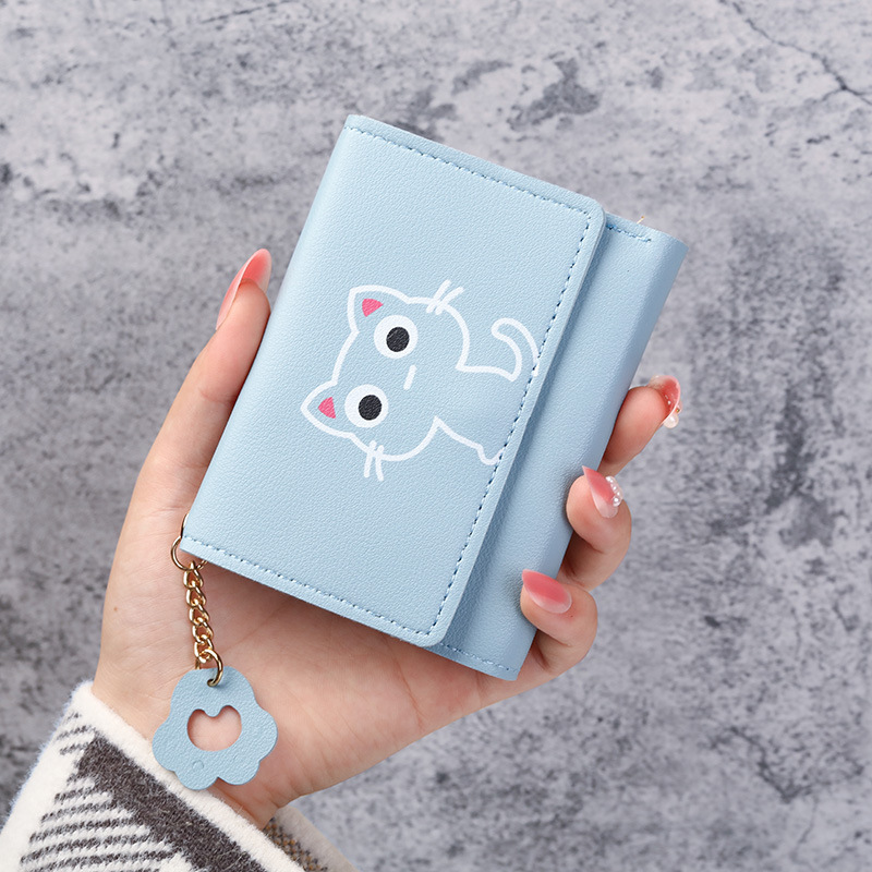 Factory direct sales of new cartoon cute wallets for women, 30% off short cat wallets for women, small wallets for girls, and simple wallets for women Specification drawing