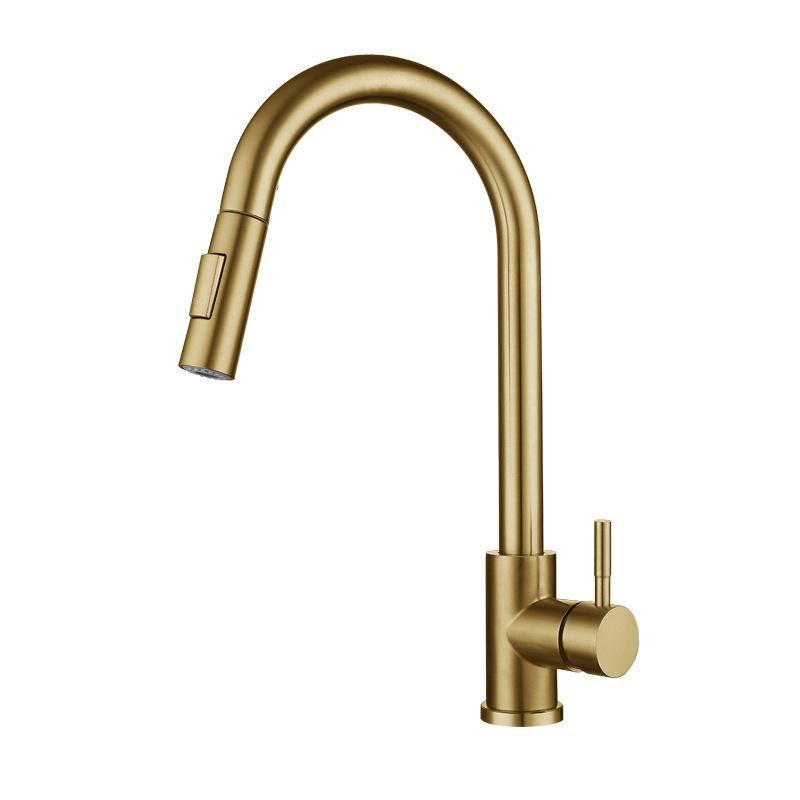 Cross-border black pull-out universal faucet, 304 stainless steel cold and hot sink, golden telescopic kitchen faucet Item Picture