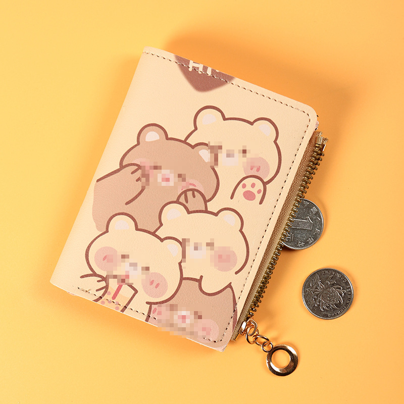New cartoon bear anime cute short zipper wallet for female students, small and fresh coin purse Application Scenario