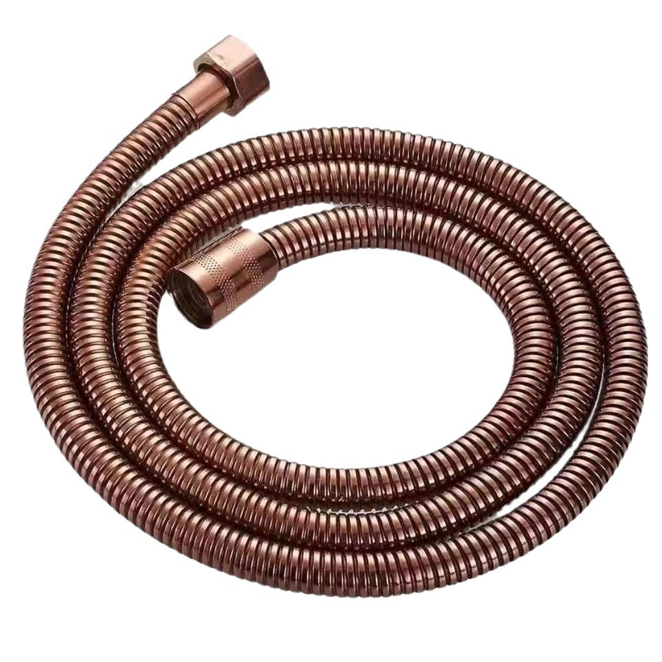 European-style antique showerhead, stainless steel shower hose, gold and black hose, 1.5-meter explosion-proof Item Picture