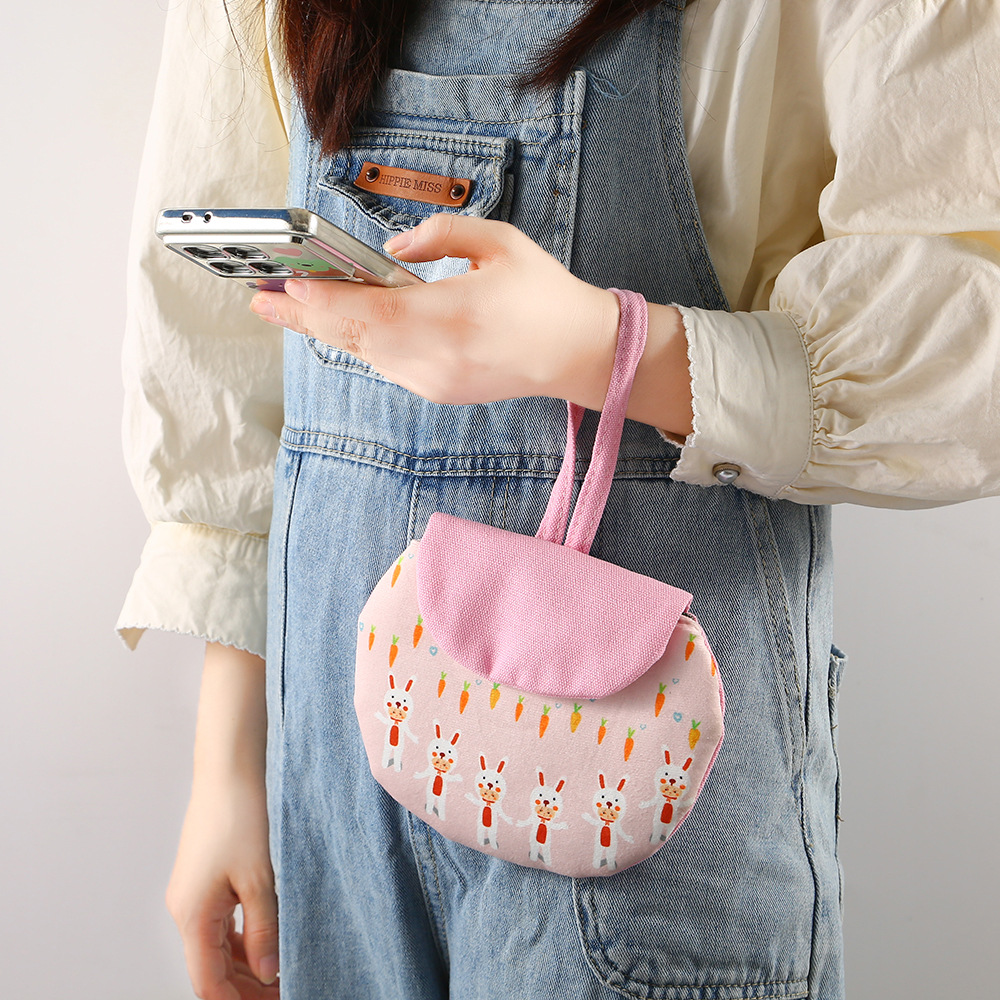 Sanitary napkin cotton storage bag, cute and large, portable, girlish, menstrual bag, fabric hand-held loose change small bag details Picture