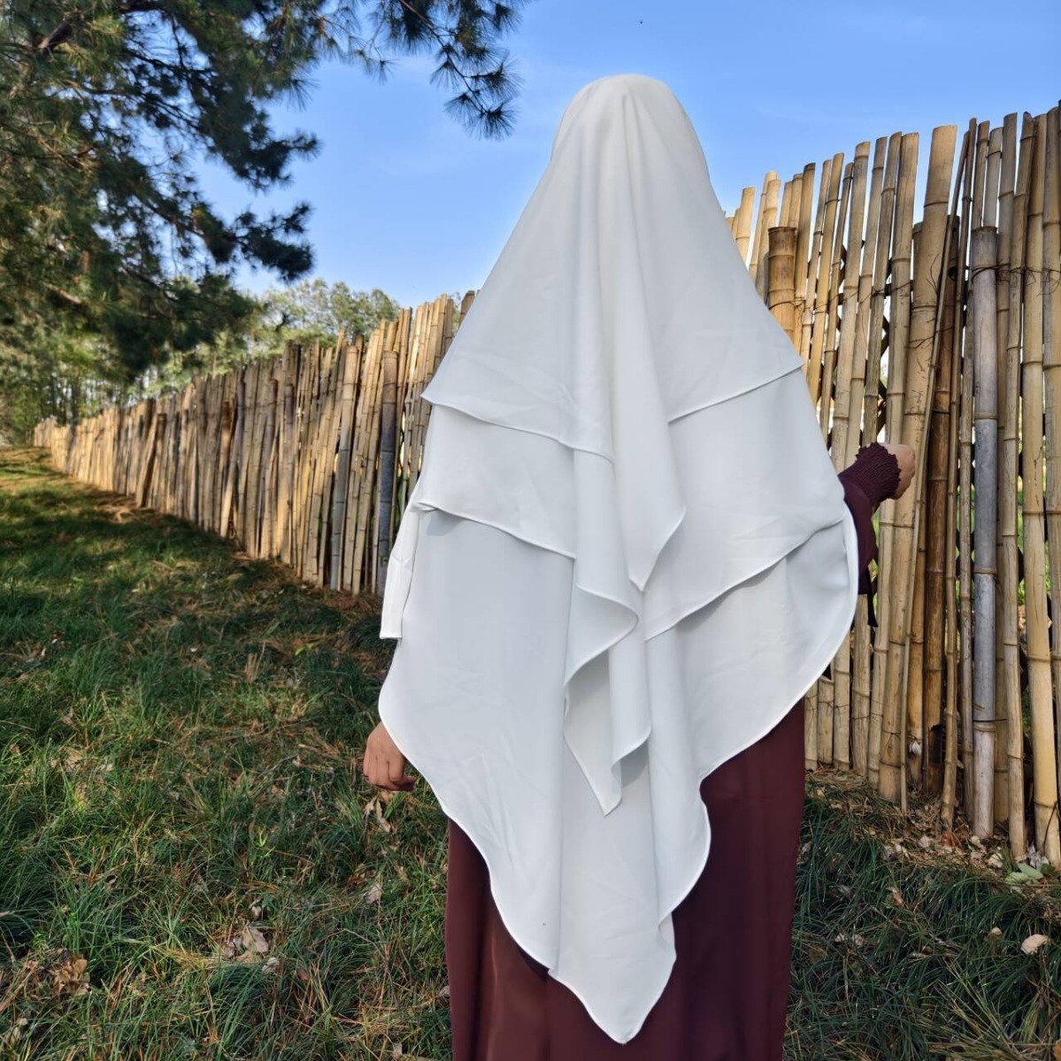 New cross-border product: Solid color casual loose chiffon headscarf, Dubai, Turkey, extended and widened three-layer torn card headscarf, Muslim headscarf details Picture