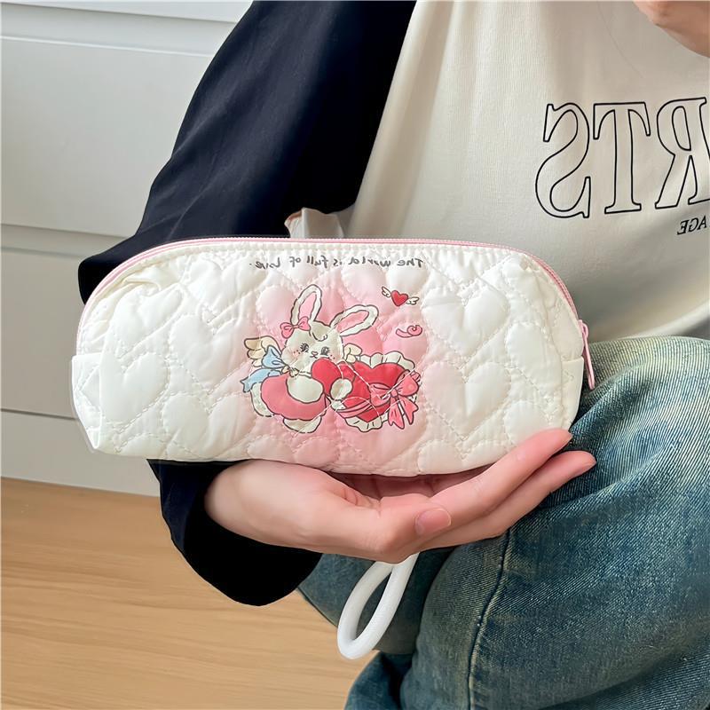 Cute puppy printed pen case, large-capacity stationery bag, women's portable cosmetics storage bag, multi-functional storage bag Specification drawing