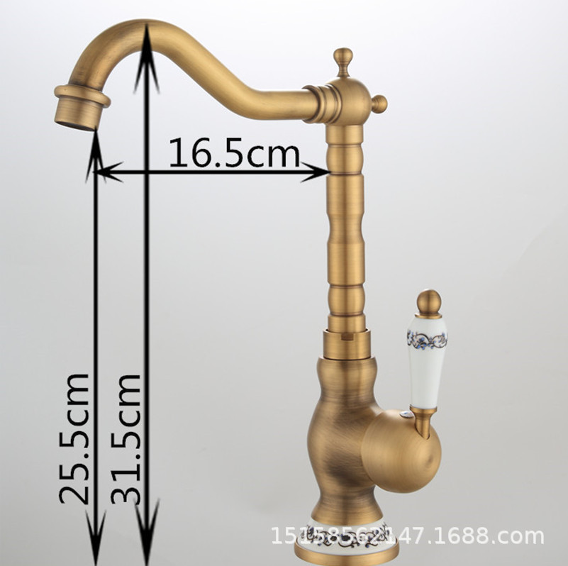 All-copper creative sink, faucet, sink, antique faucet, kitchen hot and cold water faucet, washbasin and vegetable basin faucet Item Picture