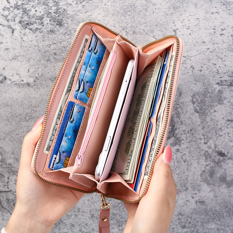 Korean version 2022 new style hand-held wallet for women, long zipper, multi-functional and versatile wallet, large capacity mobile phone wallet details Picture