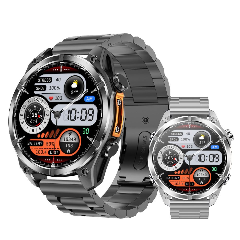 The new cross-border smartwatch, HD300, features Bluetooth communication, wireless charging, 3ATM heart rate, blood pressure, blood oxygen, and water resistance full figure