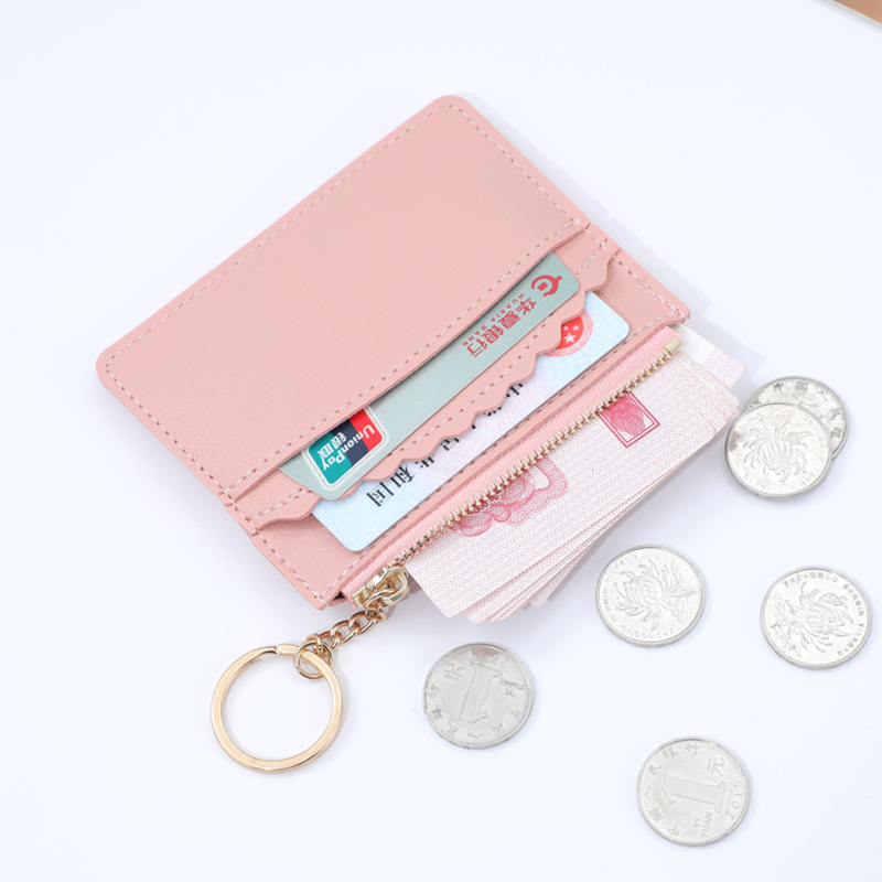 New card case, coin purse, zipper, mini wallet, female student coin storage, wavy lace keychain wholesale order full figure