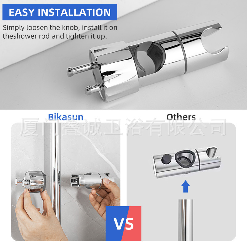 The new 16-28mm universal sliding sleeve telescopic showerhead fixing base from Xiamen Sanitary ware is easy to disassemble and assemble without disassembling the shower rod Specification drawing