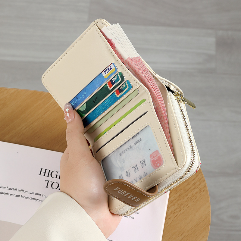 New women's wallet short printed card bag 2024 Summer Wallet button zipper coin purse wholesale Specification drawing