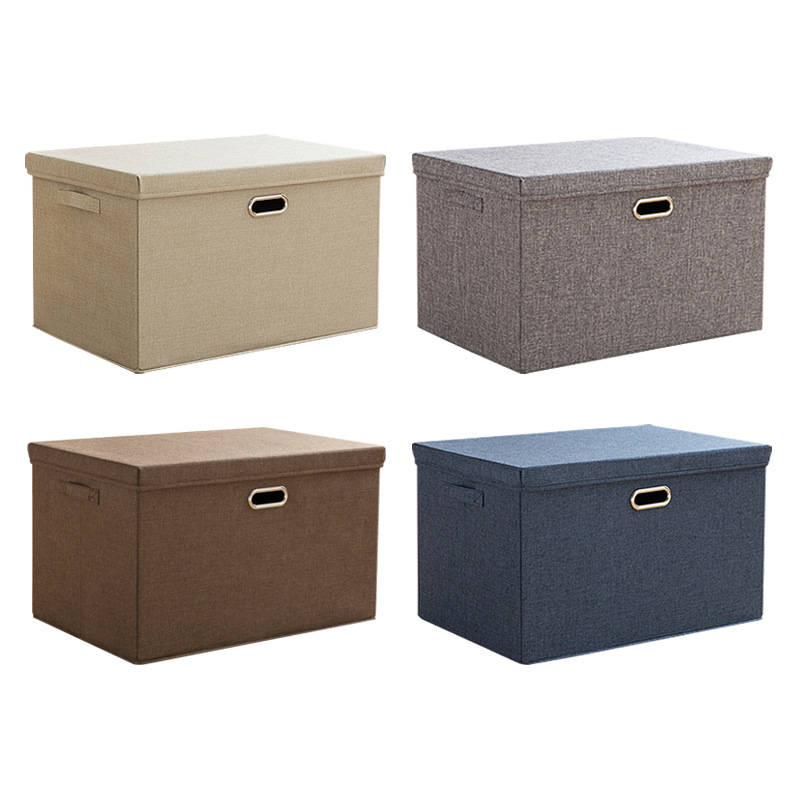 Cross-border cotton and linen storage boxes, home fabric toy storage boxes, clothes storage baskets, organizing boxes, folding storage boxes full figure