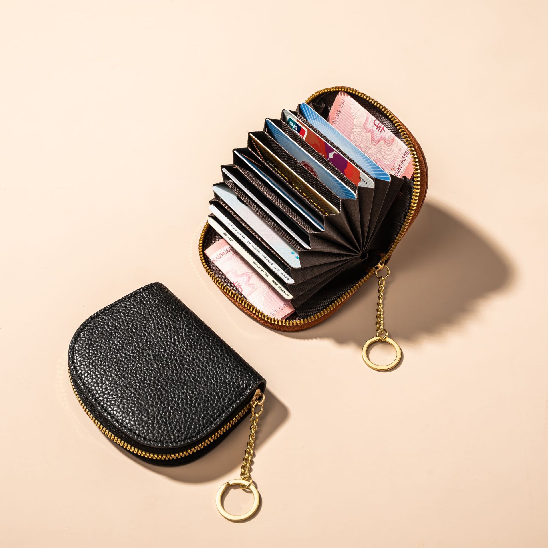Cross-border fashionable and fresh shell semi-circular organ card case, women's multi-slot large-capacity card holder credit card storage bag details Picture
