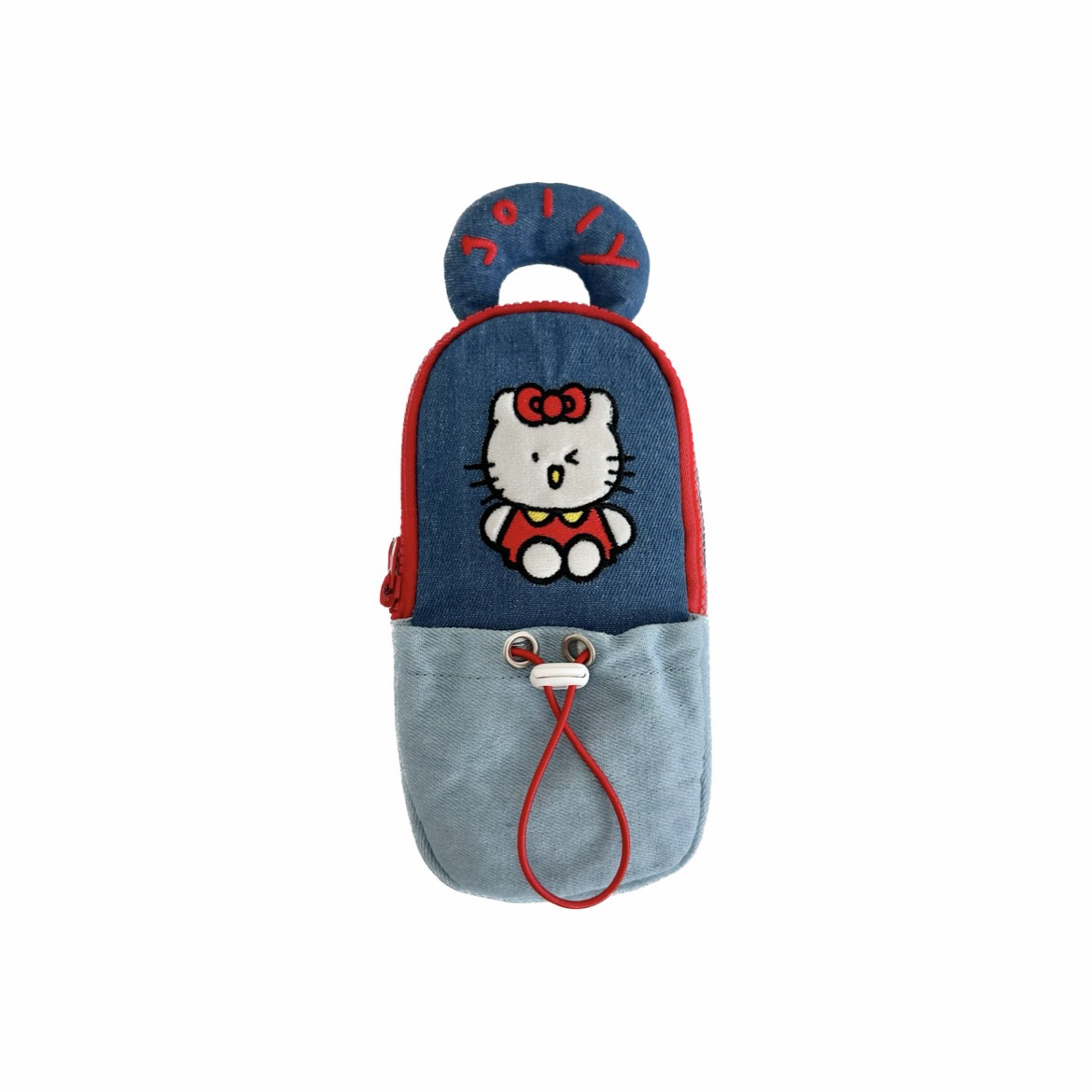 Original cartoon cat denim pen case, ins style, high school student large-capacity hand-held stationery box, standing stationery Item Picture