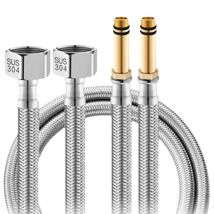 304 stainless steel pointed head pipe, vegetable basin, washbasin, faucet accessories, braided copper cap, cold and hot high-pressure water inlet hose factory Item Picture