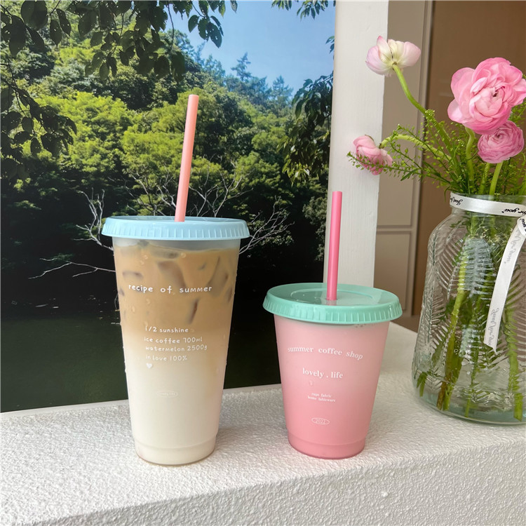 Self-made InS-style candy-colored summer coffee cup, plastic straw cup, large-capacity portable cup, girlish water cup Application Scenario
