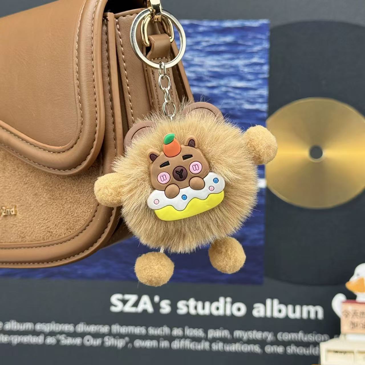 Best-selling Dopamine Friend Extreme Pulling Doll Keychain Pendant Cartoon Cute Capybara Plush backpack details Picture
