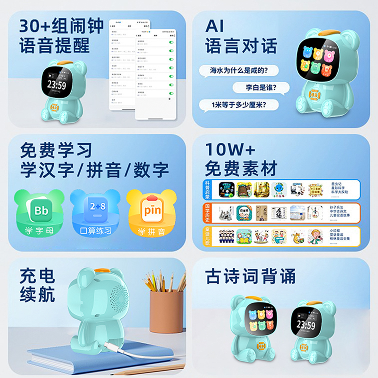 Wholesale smart alarm clocks, voice-controlled children's time management textbooks, synchronous AI robot learning machines, and gifts details Picture