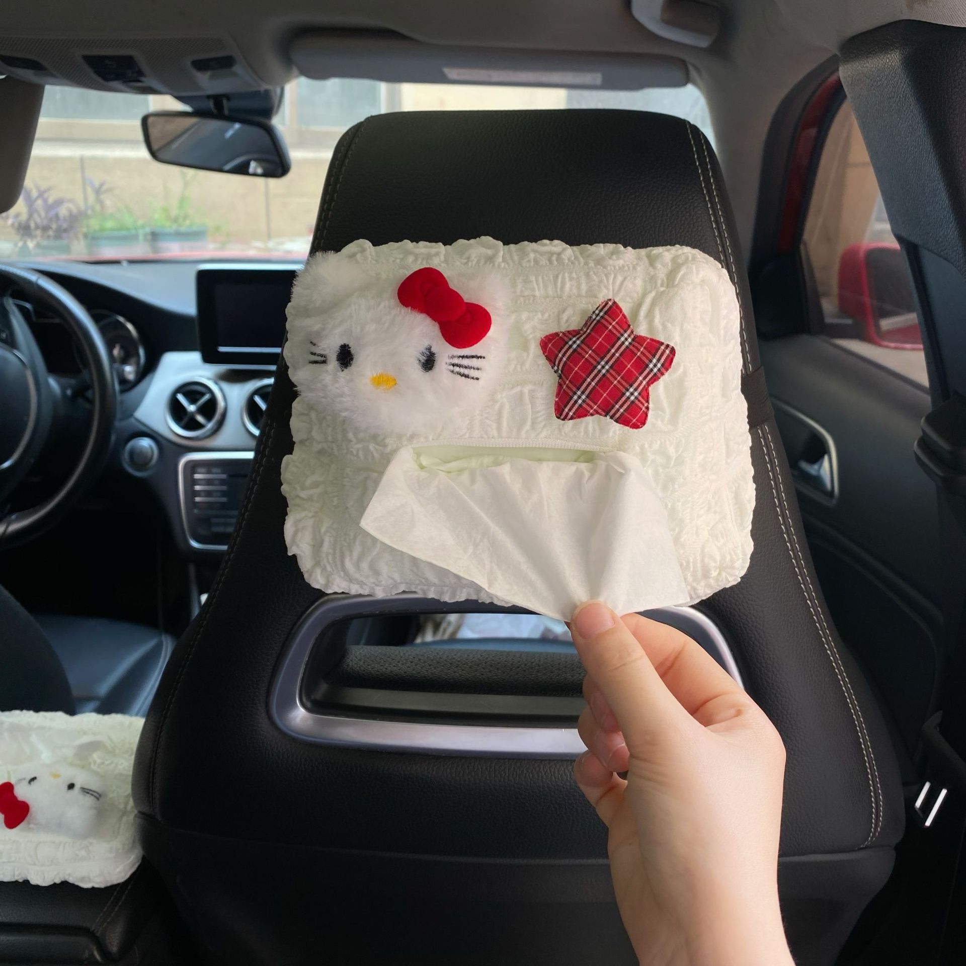 New five-pointed star cat car tissue box, car tissue box, women's car interior hanging bag, creative car paper bag decoration details Picture