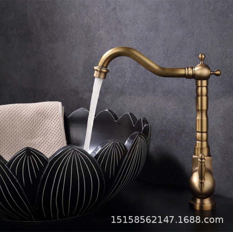 All-copper creative sink, faucet, sink, antique faucet, kitchen hot and cold water faucet, washbasin and vegetable basin faucet full figure