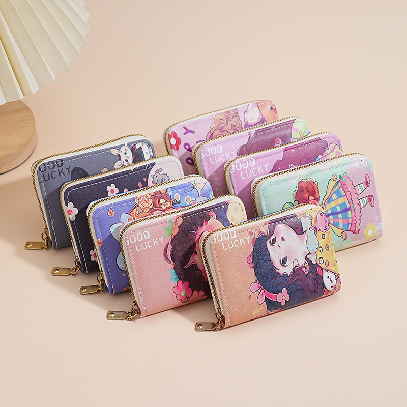 New cartoon organ card case for ladies, cute short and fashionable card holder, large-capacity multi-card slot bank card storage bag Specification drawing