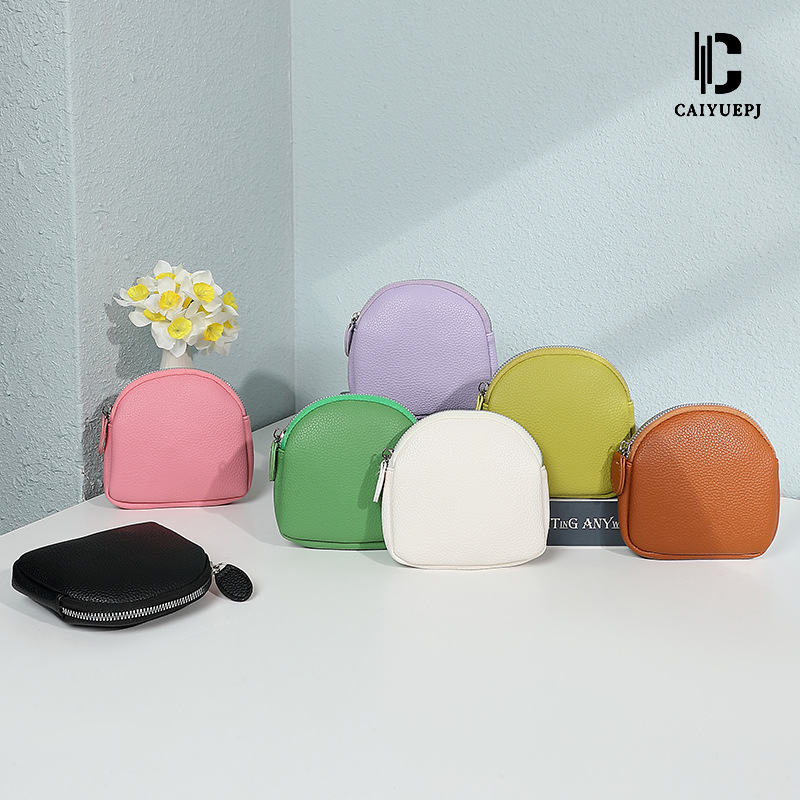 Korean-style coin purse for women, cross-border mini clutch bag, simple soft leather zipper coin purse, earphone case and storage bag full figure