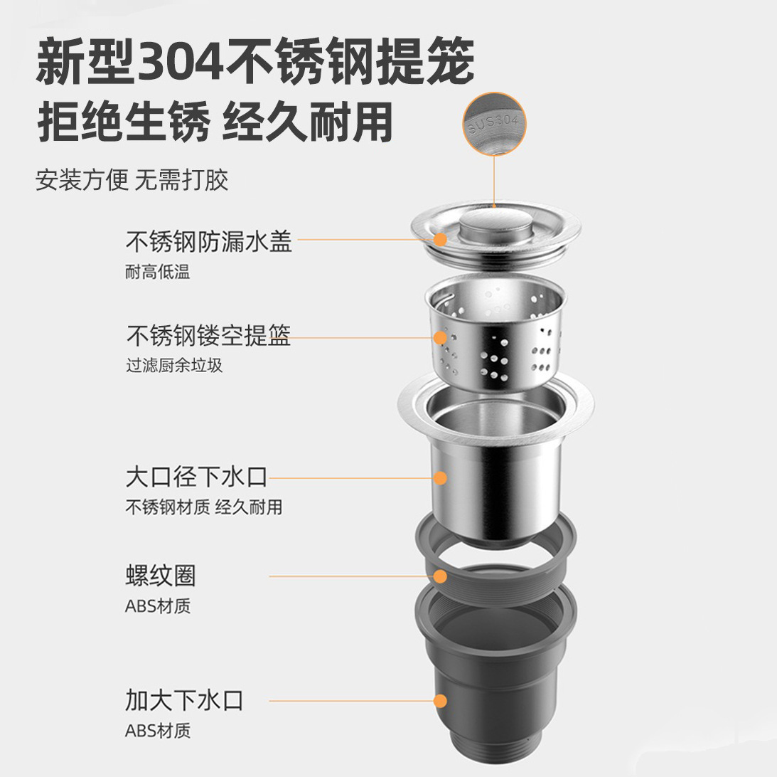 Sink drain set, kitchen sink drain pipe accessories, drain pipe, drainage pipe, dish sink pool pipe Application Scenario
