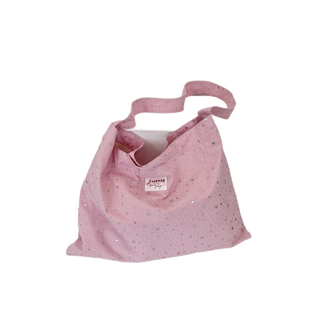 54112 Korean-style ins casual cloth bag, large-capacity diamond-encrusted little star single-shoulder crossbody cloth bag, women's single-shoulder bag Item Picture