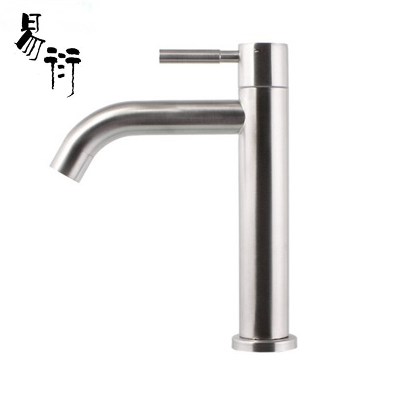 Wholesale of single-cooling faucets, stainless steel brushed washbasin faucets, single-hole laundry, washbasin, countertop and washbasin faucets details Picture