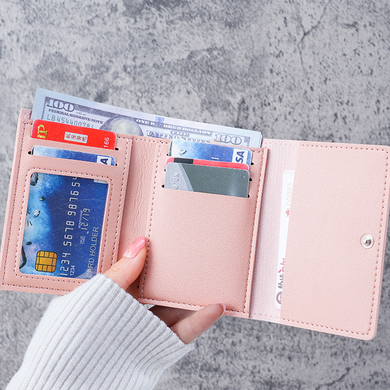 New fresh and cute printed cow 30% off push-button wallet for women, short student multi-slot card bag wallet Application Scenario