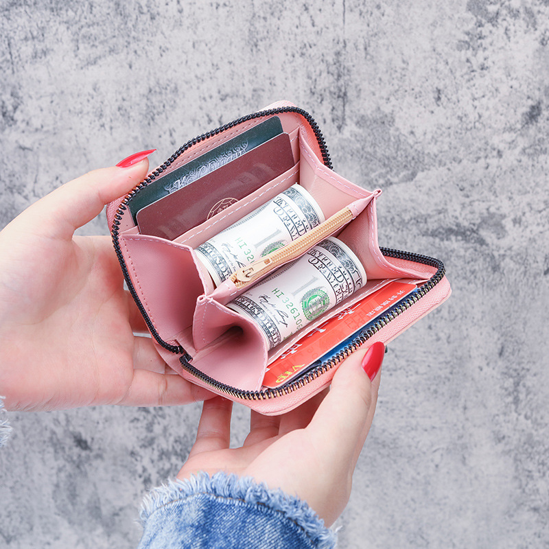 2021 Short wallet for women, zipper coin case, cute flower Korean version, New mini and fresh coin purse details Picture