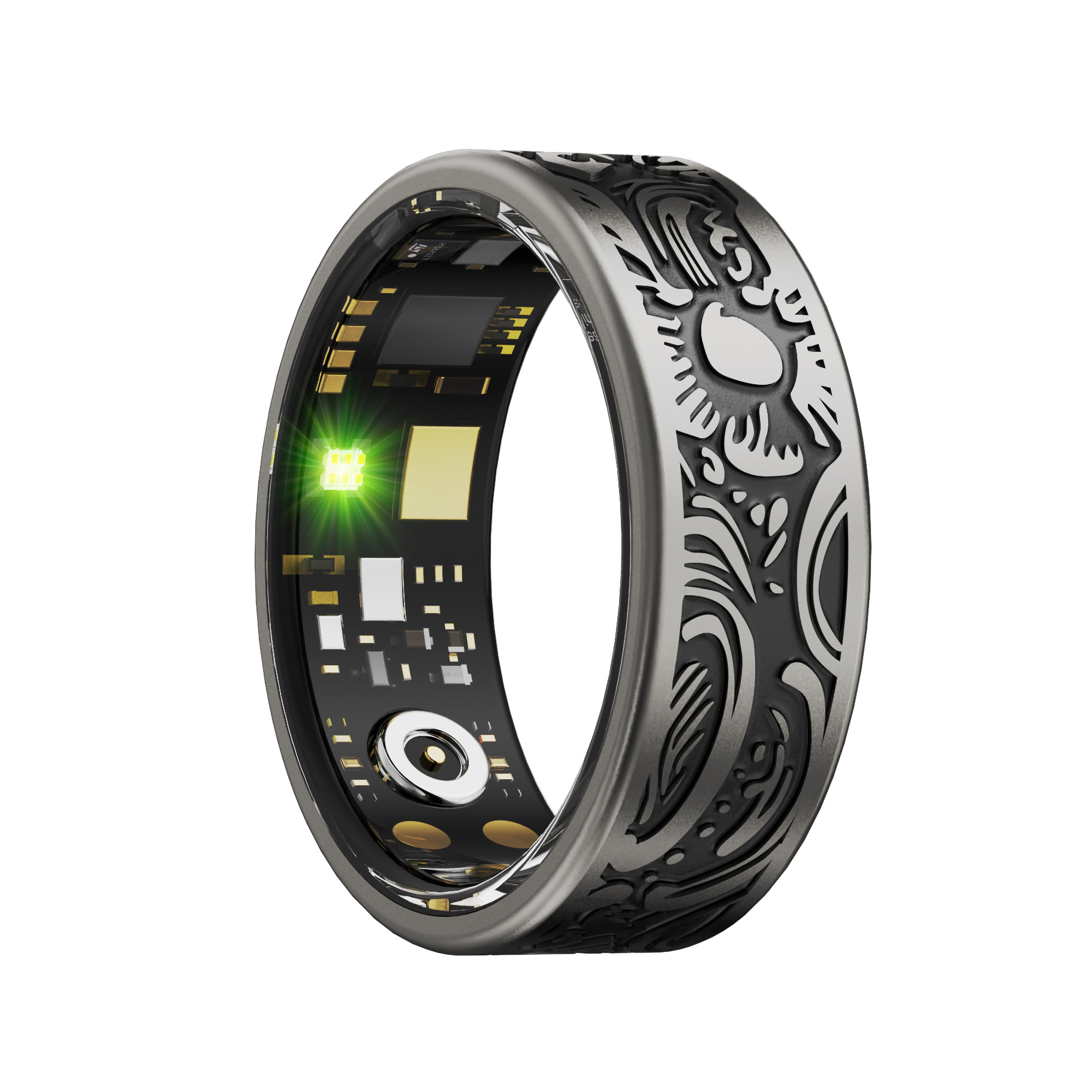 Cross-border new product W9 retro-style smart ring, heart rate, blood pressure, blood oxygen, sleep monitoring, step counting, exercise, sharing with friends and family details Picture