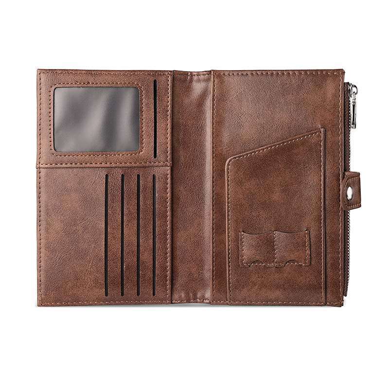 pu oil wax leather ultra-thin multi-functional passport bag, new women's wallet, air ticket holder, passport document wallet and storage bag Specification drawing