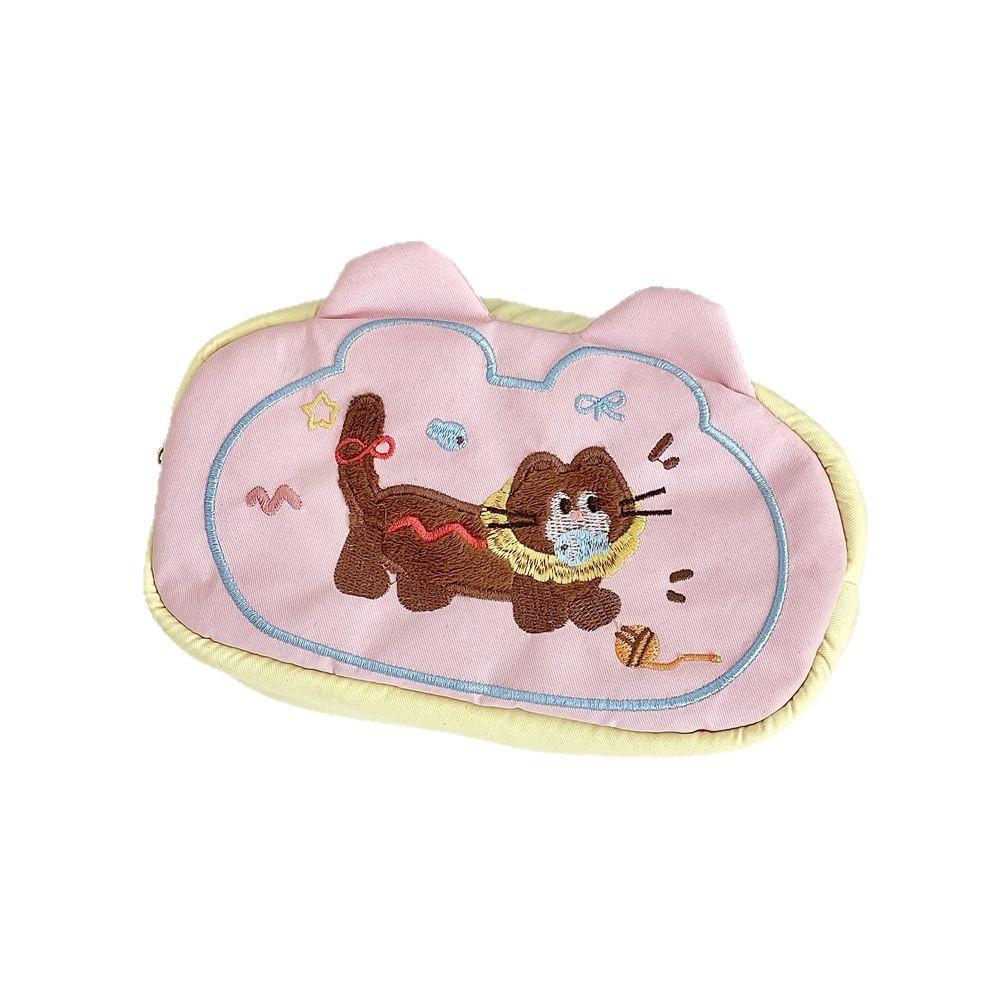 5225 Cute puppy Pencil case, large capacity, student high appearance level, embroidered pencil case, coin purse, stationery storage bag Item Picture