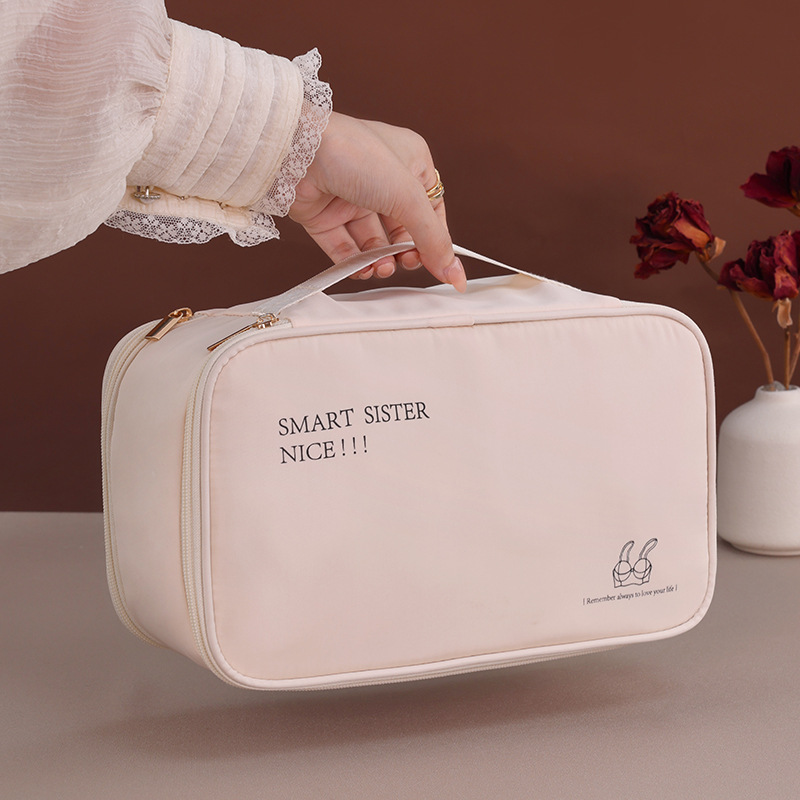 New cross-border moonlit double-layer underwear storage bag, travel bra storage bag, portable underwear organization and storage bag Specification drawing