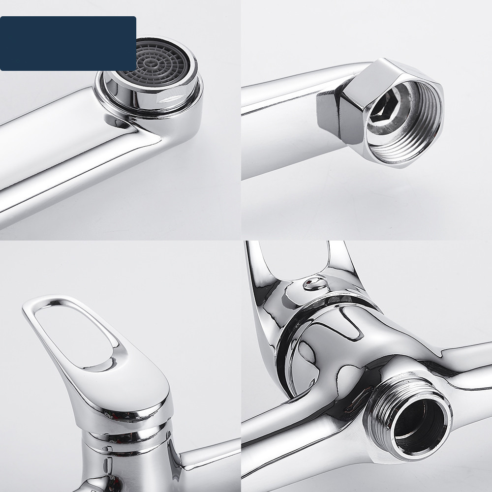 Kitchen wall-mounted faucet, cold and hot double-hole sink, sink, laundry counter, balcony sink, all-copper mixing valve Specification drawing